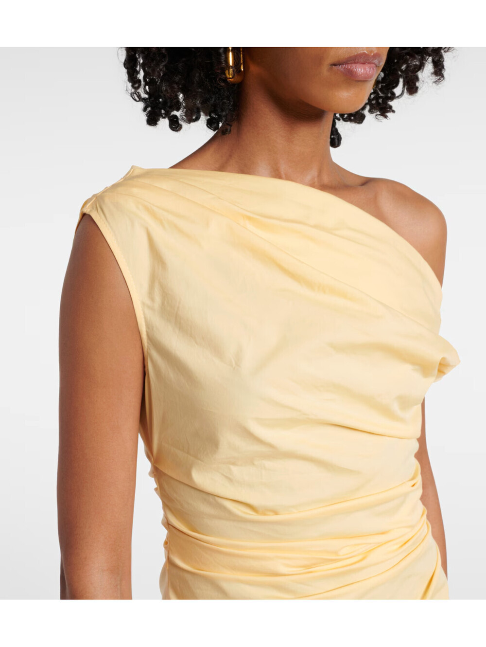 NWT STAUD Yellow Cotton Phare Stretch Designer Bridal Wedding Midi Dress 4 - Picture 3 of 5